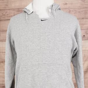 Vintage‎ Nike Hoodie Sweatshirt Medium Gray Pullover Center Swoosh Silver Tag